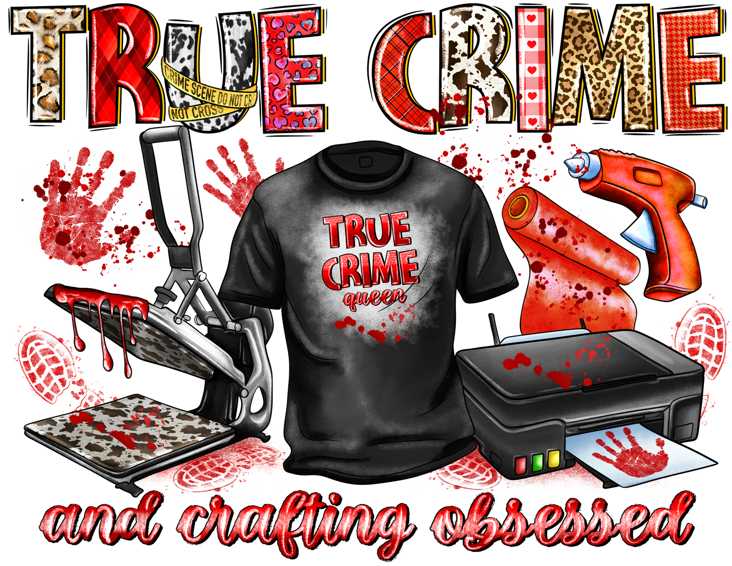 True Crime, heat transfer, press and peel, no shirt, made to order