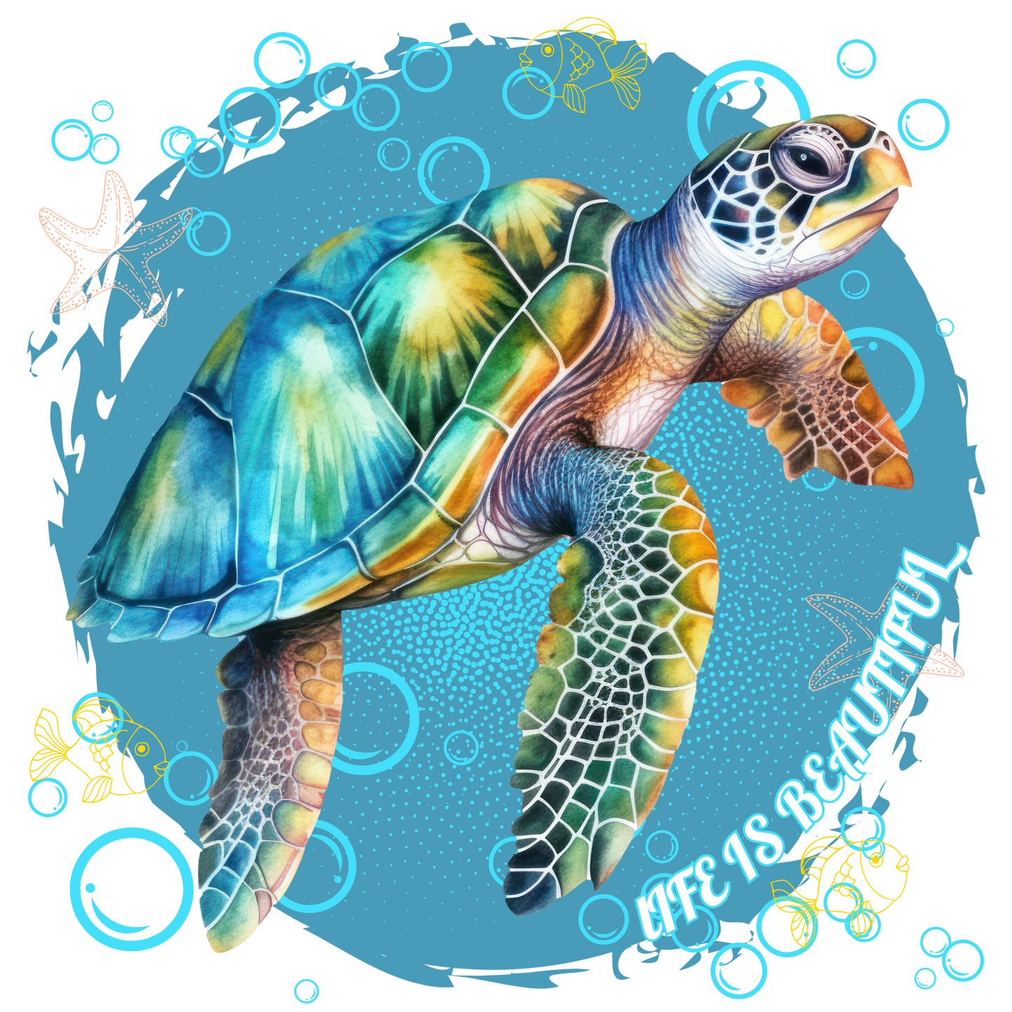 Sea turtle, heat transfer, press and peel