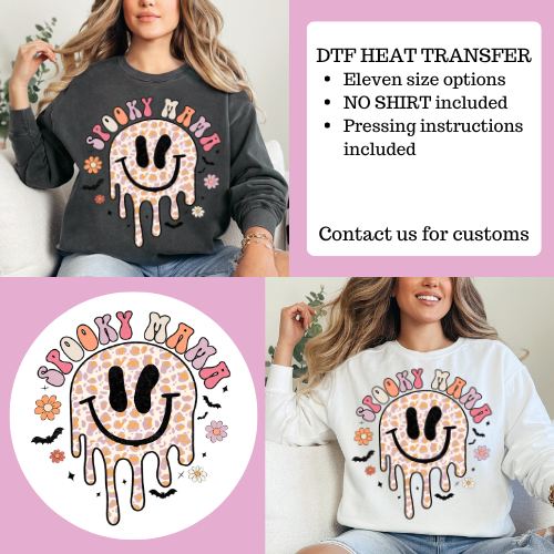 No shirt,  spooky mama smiley heat transfer, spooky season