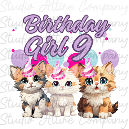 Birthday Girl - Kittens Ages 1 through 10 - Digital Download