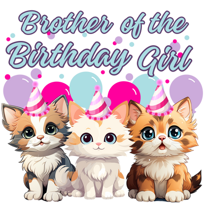 Birthday girl kittens theme set, Ages 1-10, Press-ready, Transfer only, MTO