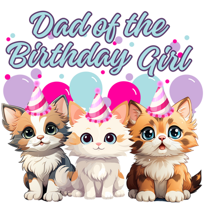 Birthday girl kittens theme set, Ages 1-10, Press-ready, Transfer only, MTO