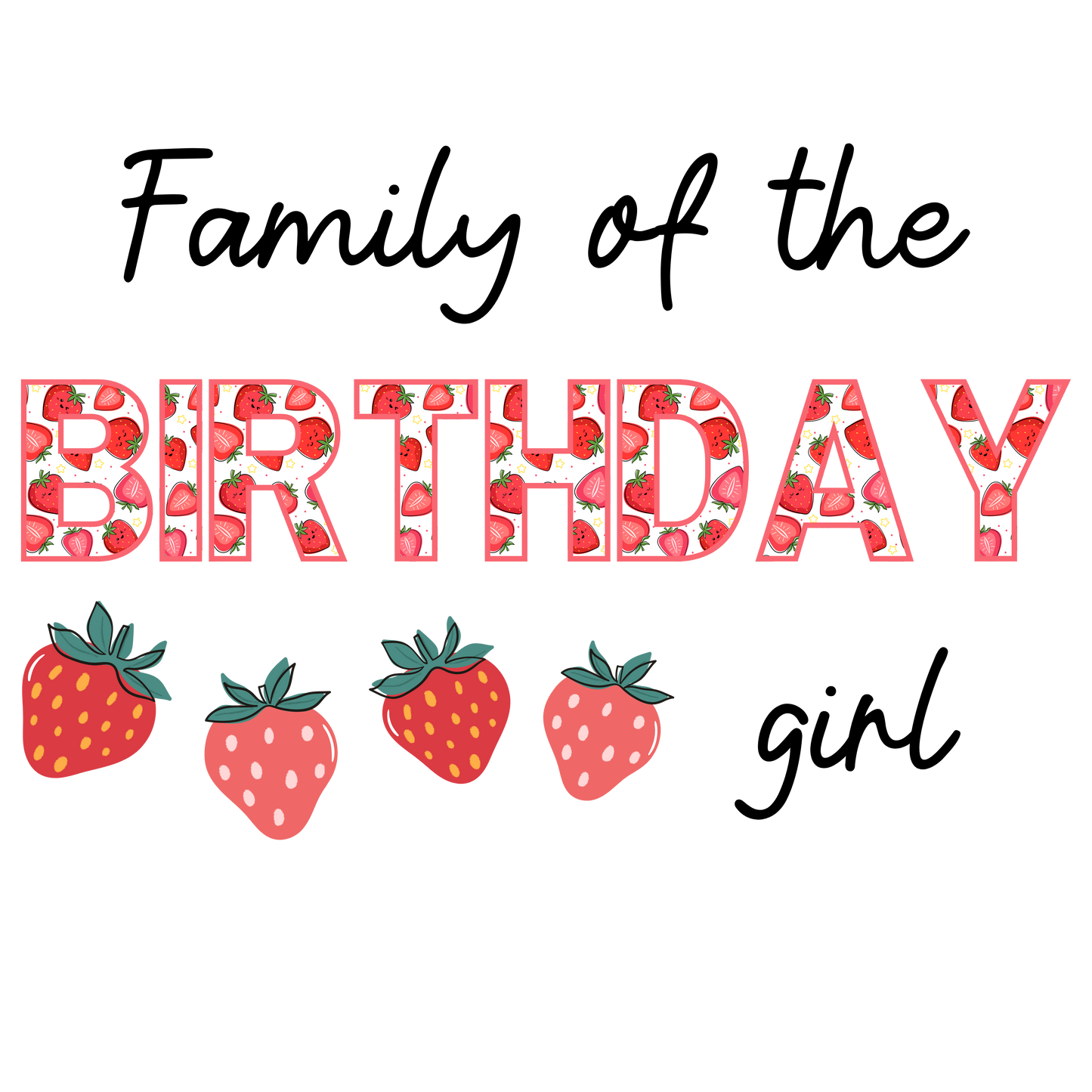 Strawberry theme set, first birthday girl, Press-ready, Transfer only, MTO