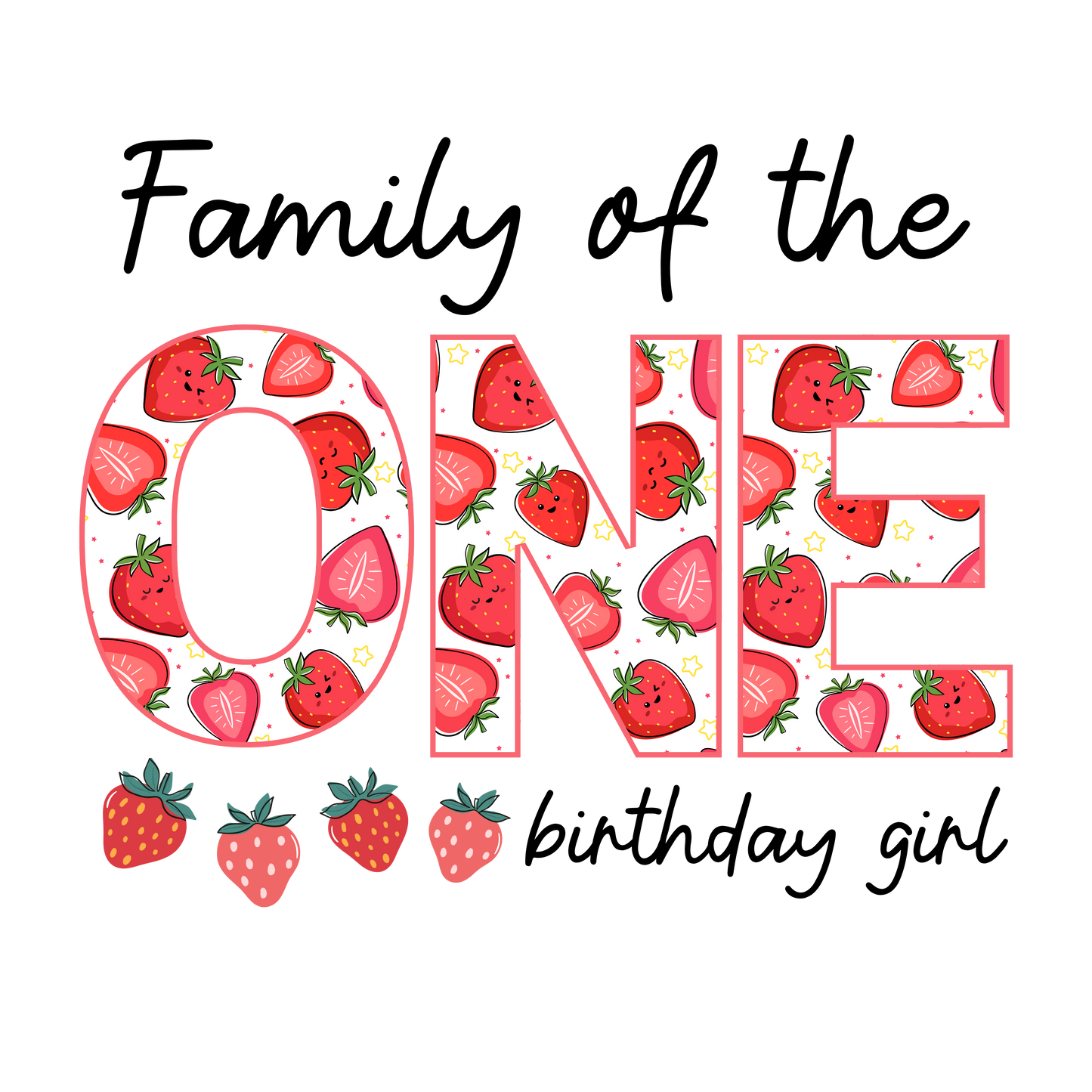 Strawberry theme set, first birthday girl, Press-ready, Transfer only, MTO