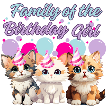 Birthday girl kittens theme set, Ages 1-10, Press-ready, Transfer only, MTO