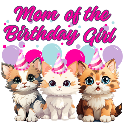 Birthday girl kittens theme set, Ages 1-10, Press-ready, Transfer only, MTO