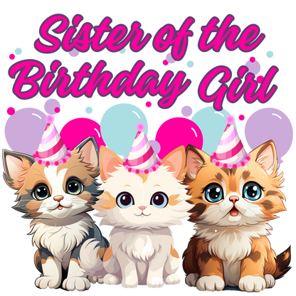 Birthday girl kittens theme set, Ages 1-10, Press-ready, Transfer only, MTO