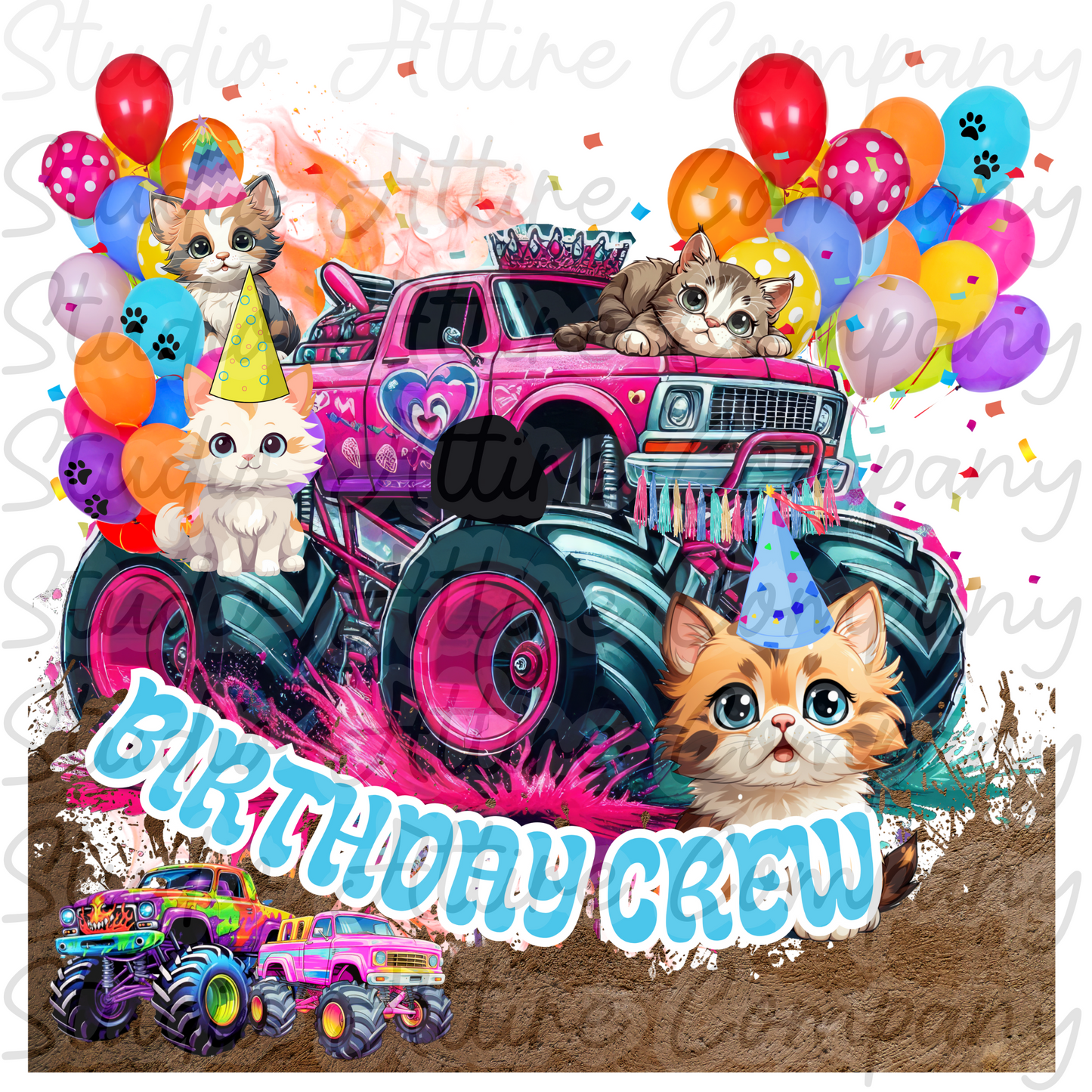 Birthday Crew - Monster Trucks & Cats - Digital Download