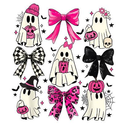 Pink ghosts, Halloween, Press-ready, Transfer only, MTO