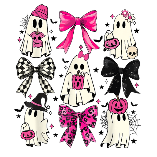 Pink ghosts, Halloween, Press-ready, Transfer only, MTO