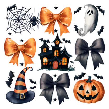 Bows, pumpkin, witch, ghosts, Halloween, Press-ready, Transfer only, MTO