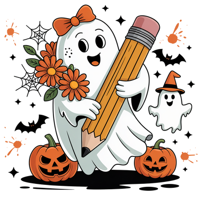 Ghosts pencil, Halloween, Press-ready, Transfer only, MTO