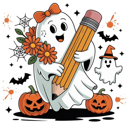 Ghosts pencil, Halloween, Press-ready, Transfer only, MTO