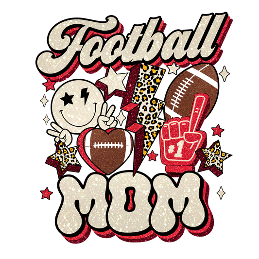 Football Mom, heat transfer, press and peel, no shirt, made to order