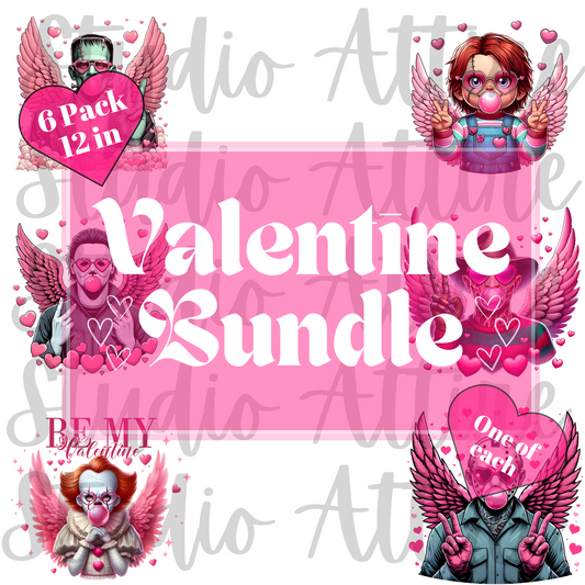 Six pack bundle, Valentine, heat transfer, press and peel, no shirt, made to order