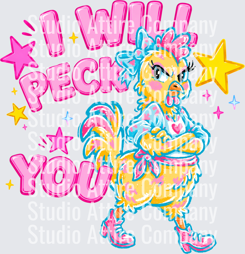 I will peck you, DTF Heat Transfer - Raw Image